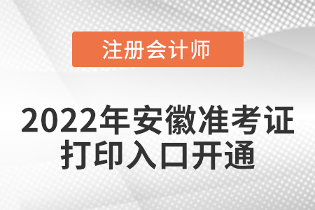 2022年安徽注冊會計師考試準(zhǔn)考證打印入口已開通！