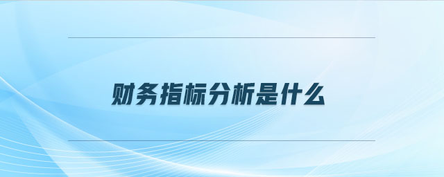 財務(wù)指標(biāo)分析是什么