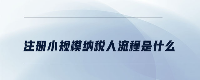 注冊(cè)小規(guī)模納稅人流程是什么