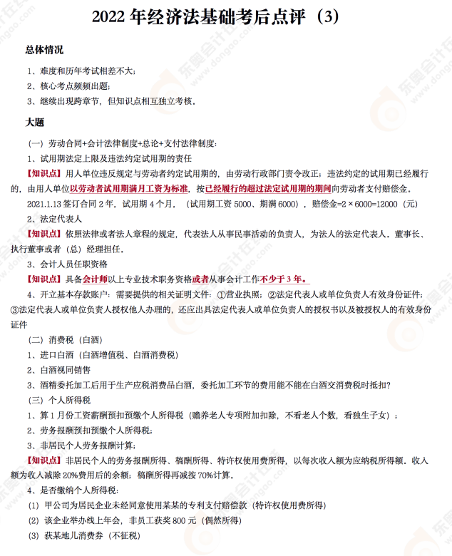 2022年初級(jí)會(huì)計(jì)《經(jīng)濟(jì)法基礎(chǔ)》考后點(diǎn)評(píng)第三場(chǎng)