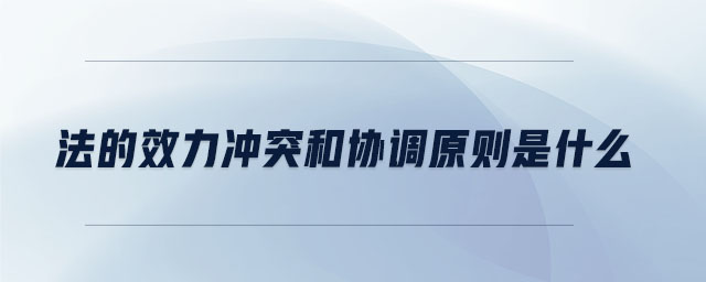 法的效力沖突和協(xié)調(diào)原則是什么