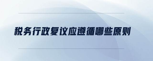 稅務(wù)行政復議應(yīng)遵循哪些原則
