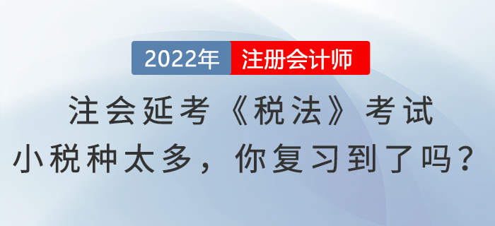 2022年注會延考《稅法》考試，“小稅種”太多，你都復(fù)習(xí)到了嗎？