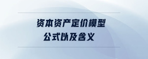 資本資產(chǎn)定價模型公式以及含義