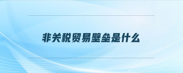 非關(guān)稅貿(mào)易壁壘是什么