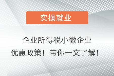 企業(yè)所得稅小微企業(yè)優(yōu)惠政策！帶你一文了解！