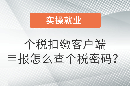 個稅扣繳客戶端申報怎么查個稅密碼？