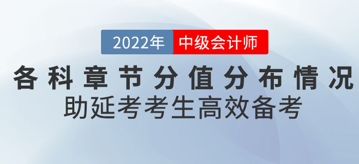 2022年9月中級(jí)會(huì)計(jì)考試各科章節(jié)分值分布情況，助延考考生高效備考！