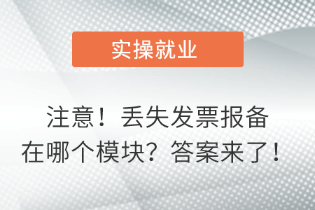 注意！丟失發(fā)票報備在哪個模塊？答案來了！