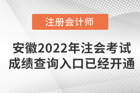安徽省滁州2022年注冊會計師考試成績查詢?nèi)肟谝验_通！