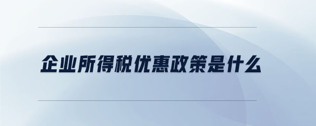 企業(yè)所得稅優(yōu)惠政策是什么
