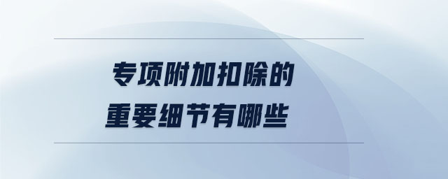 專項(xiàng)附加扣除的重要細(xì)節(jié)有哪些
