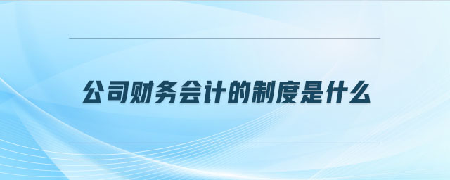 公司財(cái)務(wù)會(huì)計(jì)的制度是什么