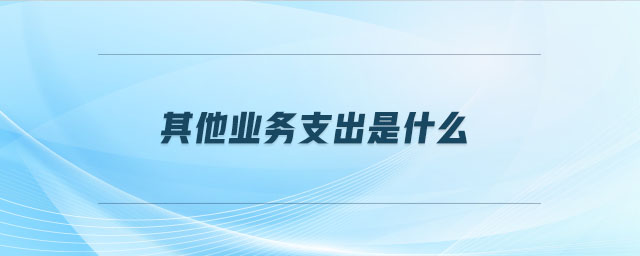 其他業(yè)務(wù)支出是什么