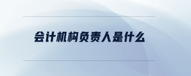 會計機構(gòu)負(fù)責(zé)人是什么