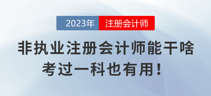 非執(zhí)業(yè)注冊(cè)會(huì)計(jì)師都能干些啥？考過(guò)一科也有用！