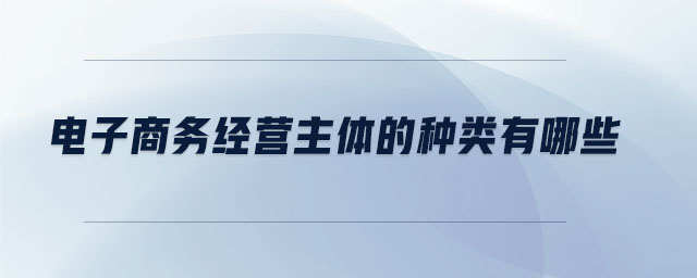 電子商務(wù)經(jīng)營(yíng)主體的種類有哪些