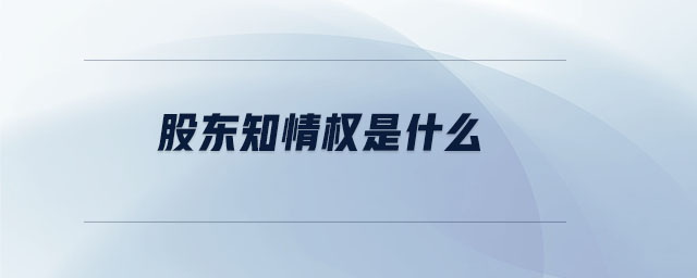 股東知情權(quán)是什么