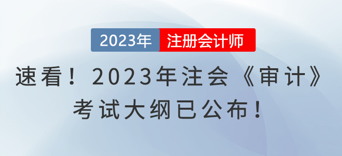 速看！2023年注會(huì)《審計(jì)》考試大綱已公布！