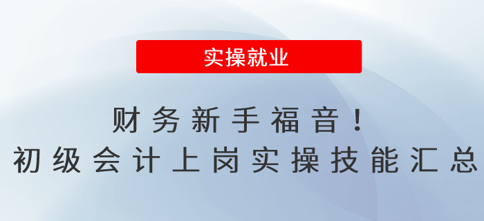 財(cái)務(wù)新手福音！初級會計(jì)上崗實(shí)操技能匯總