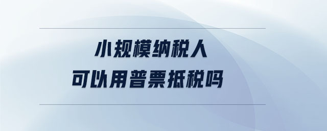 小規(guī)模納稅人可以用普票抵稅嗎