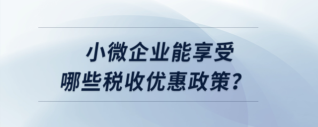小微企業(yè)能享受哪些稅收優(yōu)惠政策？