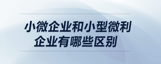 小微企業(yè)和小型微利企業(yè)有哪些區(qū)別？