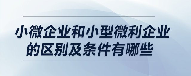 小微企業(yè)和小型微利企業(yè)的區(qū)別及條件有哪些？