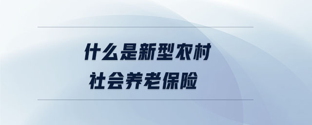 什么是新型農(nóng)村社會養(yǎng)老保險