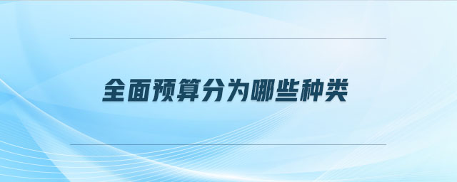 全面預(yù)算分為哪些種類
