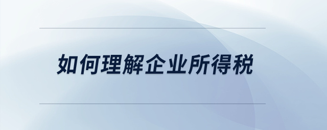 如何理解企業(yè)所得稅？