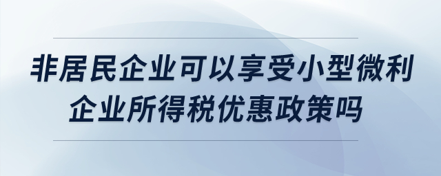 非居民企業(yè)可以享受小型微利企業(yè)所得稅優(yōu)惠政策嗎？