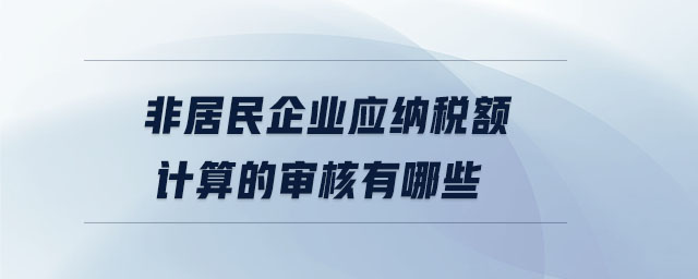 非居民企業(yè)應(yīng)納稅額計(jì)算的審核有哪些