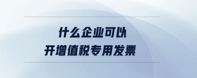 什么企業(yè)可以開(kāi)增值稅專用發(fā)票