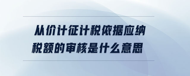 從價計征計稅依據(jù)應(yīng)納稅額的審核是什么意思