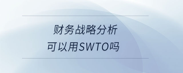 財務(wù)戰(zhàn)略分析可以用SWTO嗎