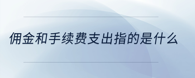 傭金和手續(xù)費支出指的是什么？
