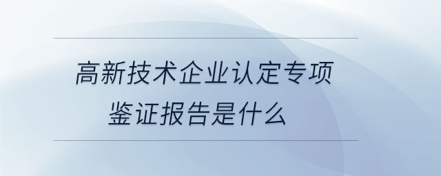 高新技術企業(yè)認定專項鑒證報告是什么