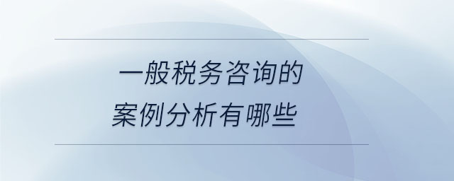 一般稅務咨詢的案例分析有哪些
