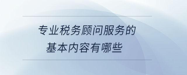 專業(yè)稅務(wù)顧問服務(wù)的基本內(nèi)容有哪些