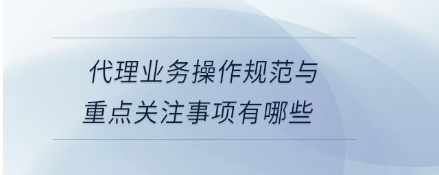 代理業(yè)務(wù)操作規(guī)范與重點(diǎn)關(guān)注事項(xiàng)有哪些