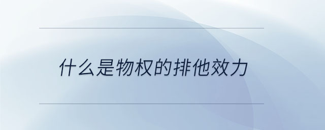 什么是物權(quán)的排他效力