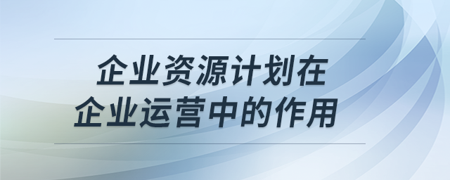 企業(yè)資源計劃在企業(yè)運營中的作用