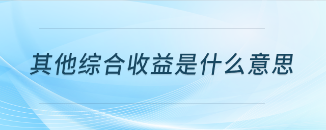 其他綜合收益是什么意思