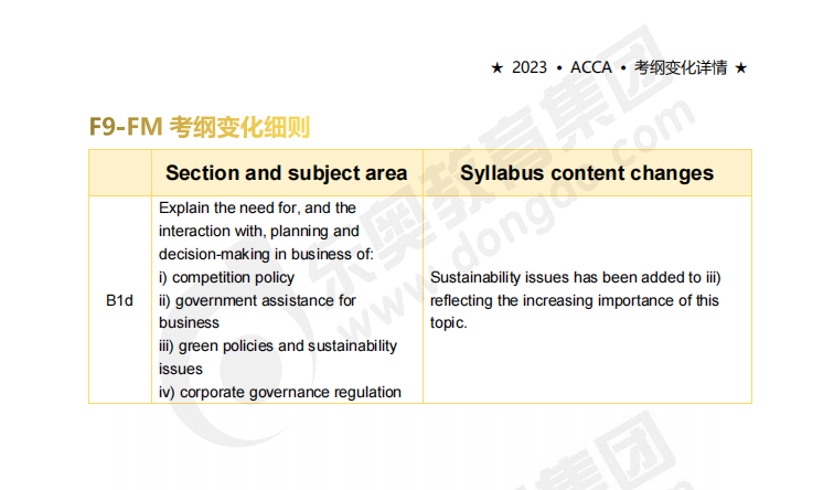 accaF9考試大綱變化（2023年9月-2024年6月）