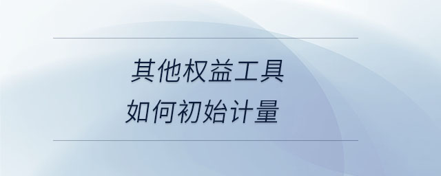 其他權(quán)益工具如何初始計(jì)量