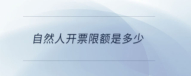 自然人開票限額是多少