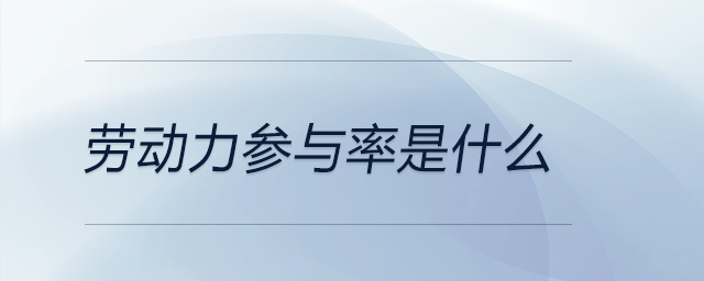 勞動(dòng)力參與率是什么