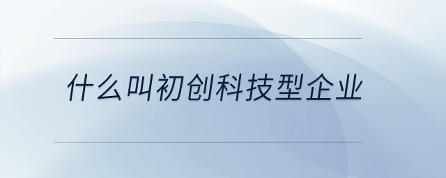 什么叫初創(chuàng)科技型企業(yè)？