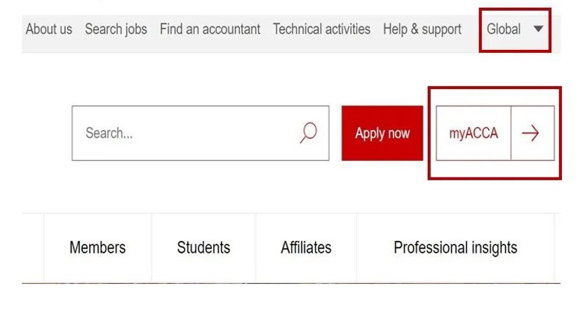第一步：登錄ACCA官網(wǎng)www.accaglobal.com，點(diǎn)擊myACCA